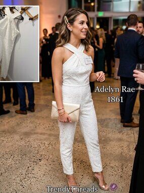 Adelyn Rae White Lace Jumpsuit NWT Halter 1861 Boutique Size XL Retail $138